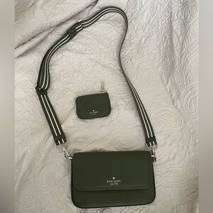 Kate Spade Olive Crossbody Bag with Coin Pouch